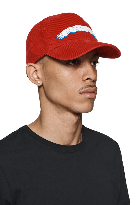 P913 5 PANEL CORD HAT - Inferno Red