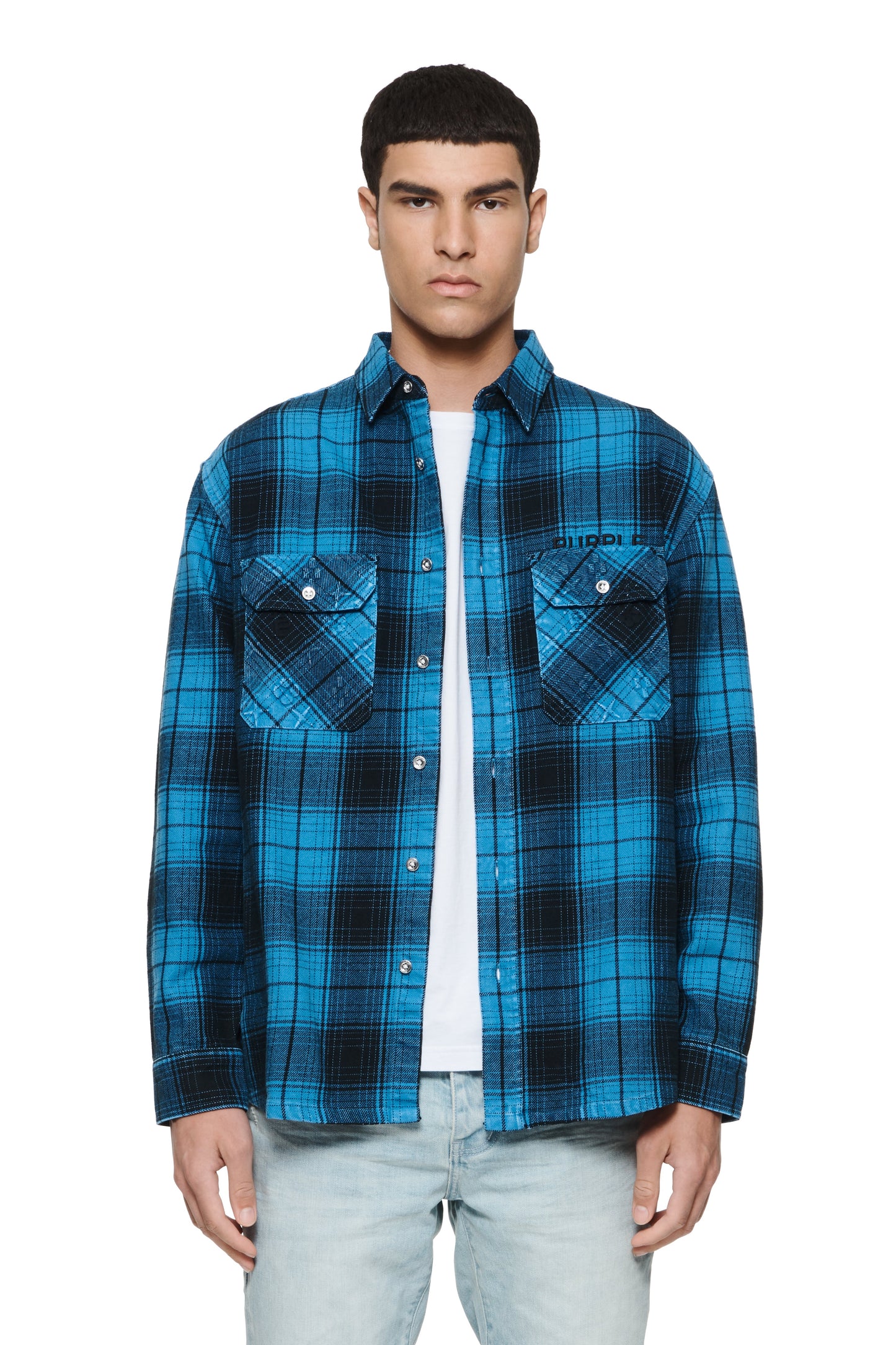 Overdyed Flannel Long Sleeve Shirt
