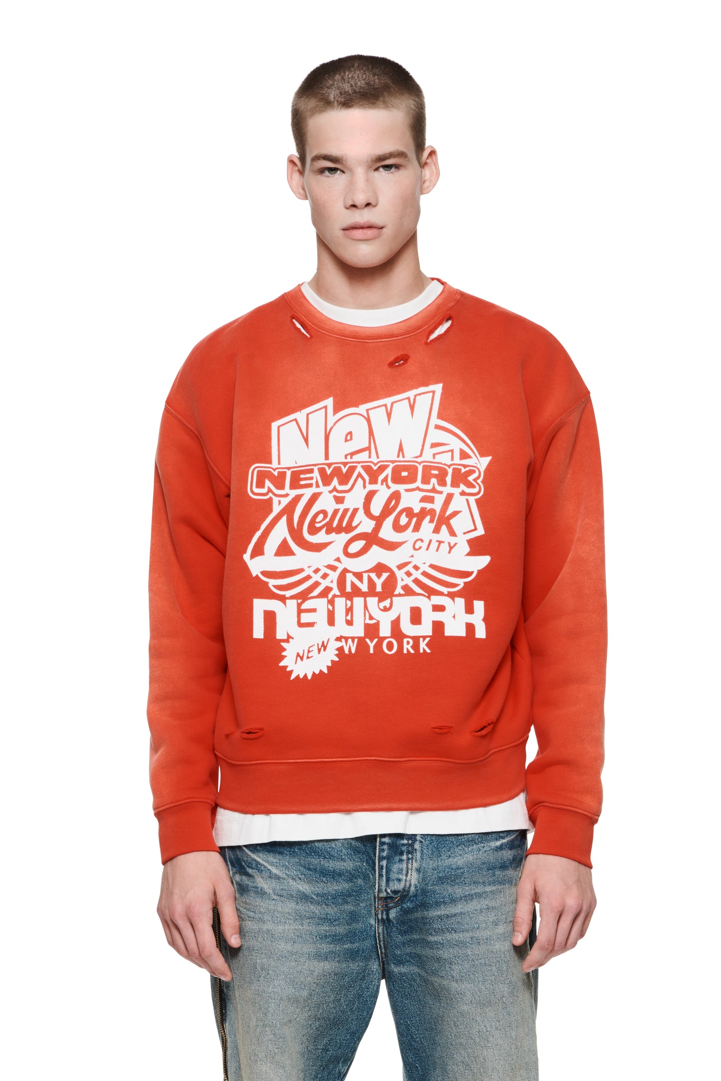 OVERSIZED CREWNECK - NYC Stack Red