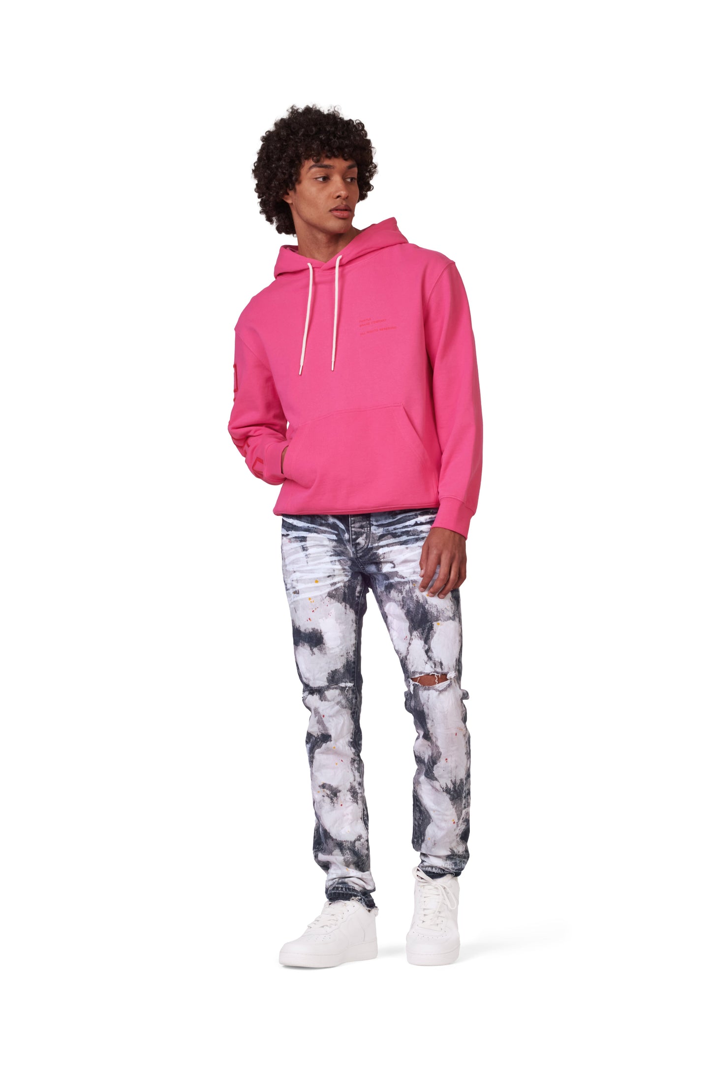 P001 LOW RISE SKINNY JEAN - Black Bleached Out Splatter