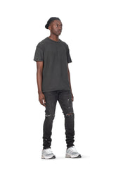 mens purple brand denim jean low rise skinny style no. p001 black overspray model size pose