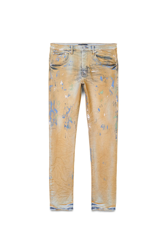 P001 LOW RISE SKINNY JEAN - Cathay Spice Over Light Indigo With Paint