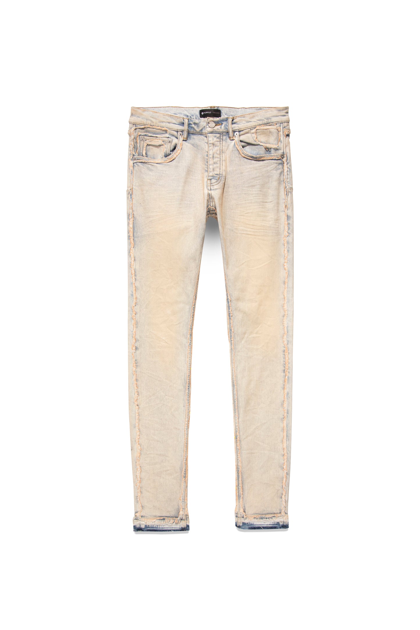 P001 LOW RISE SKINNY JEAN - Faded & Tinted Indigo Fray