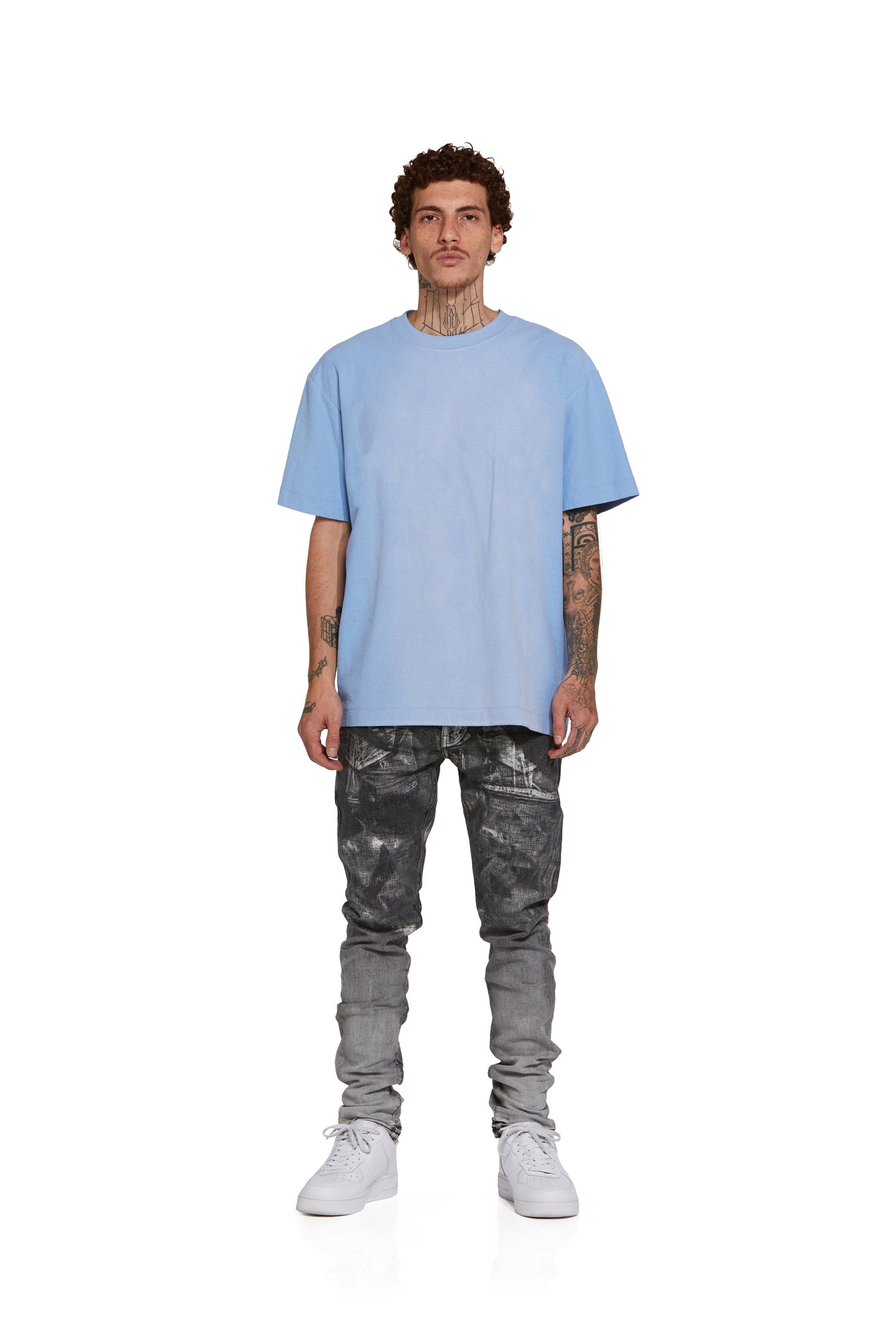 P001 LOW RISE SKINNY JEAN - Grey Holographic Gradient