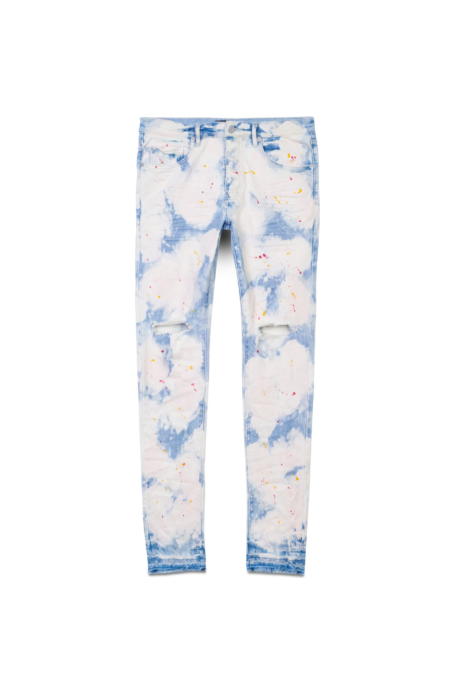 P001 LOW RISE SKINNY JEAN - Light Faded Indigo Bleached Out Splatter