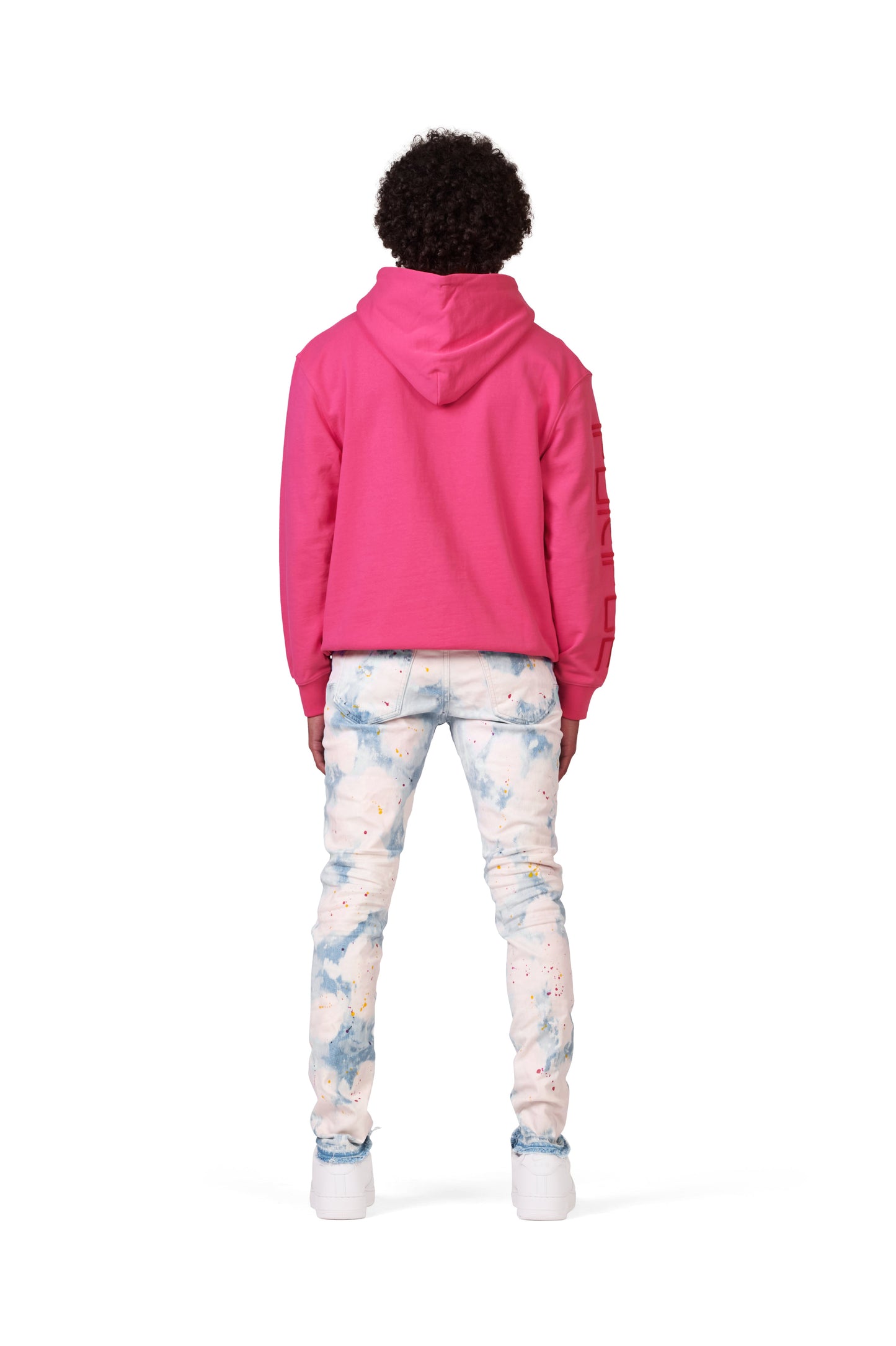 P001 LOW RISE SKINNY JEAN - Light Faded Indigo Bleached Out Splatter