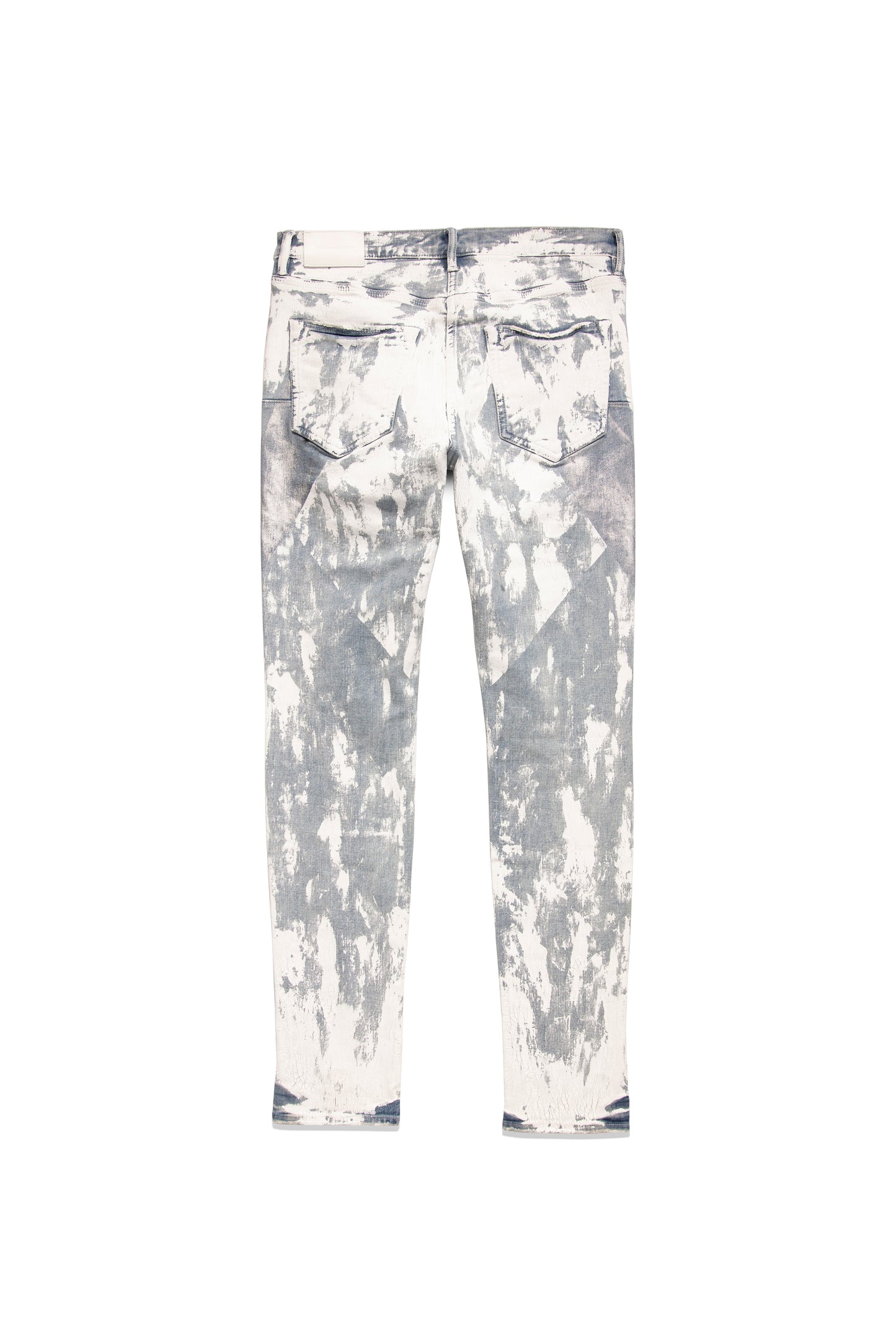 P001 LOW RISE SKINNY JEAN - Light Indigo Crackle Paint With Foil