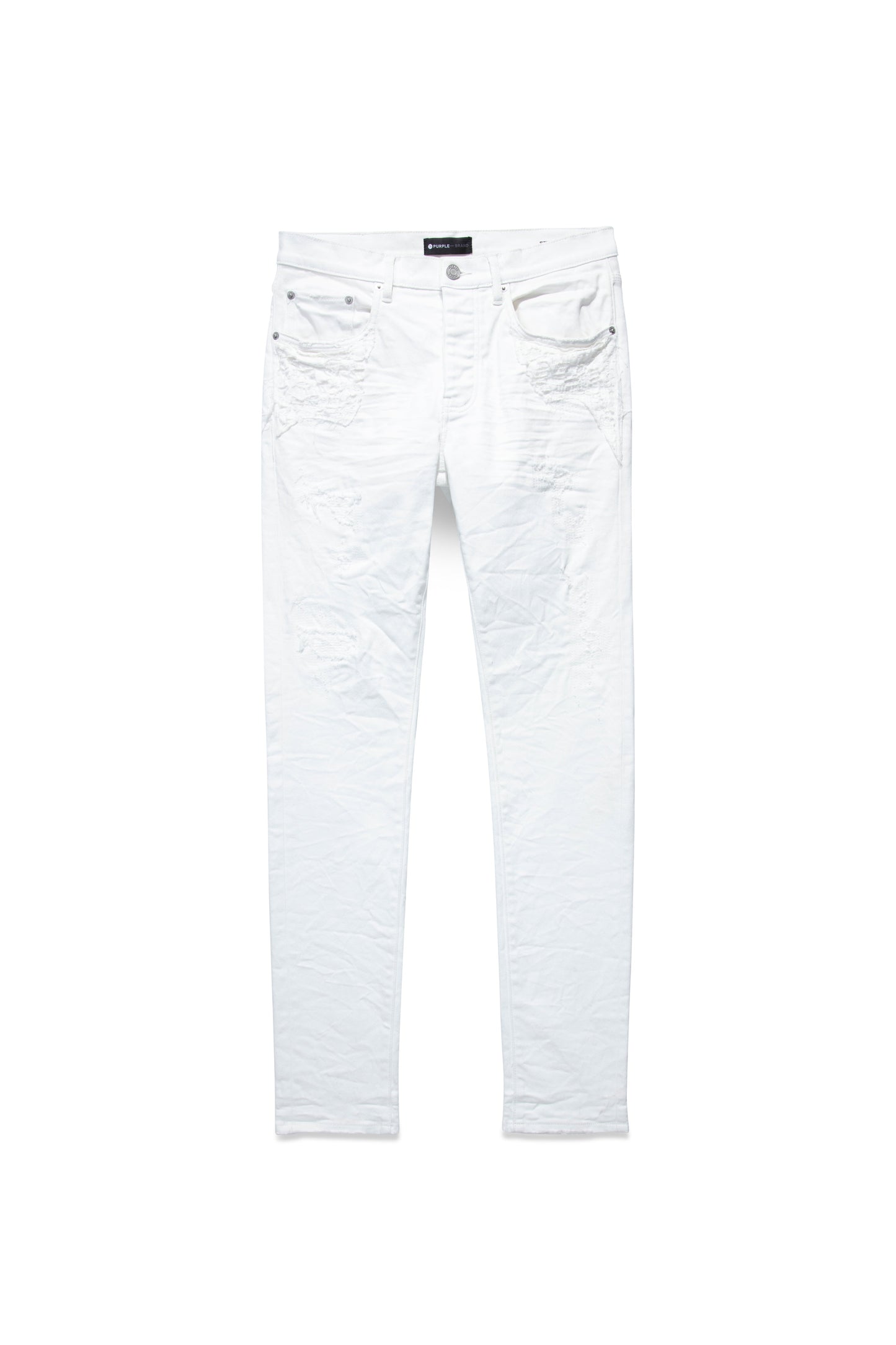P001 LOW RISE SKINNY JEAN - White Quilted Destroy Pocket