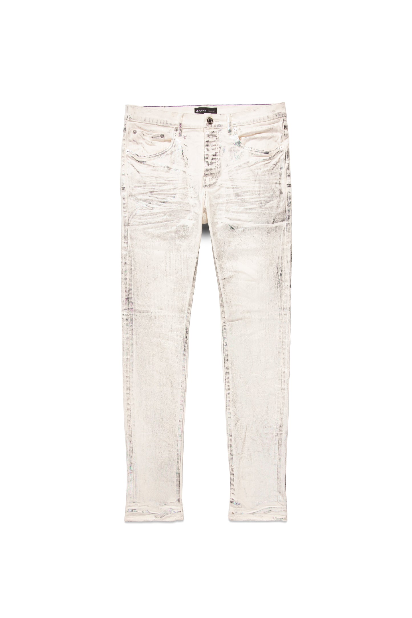 P001 LOW RISE SKINNY JEAN - White X Ray With Wave Foil