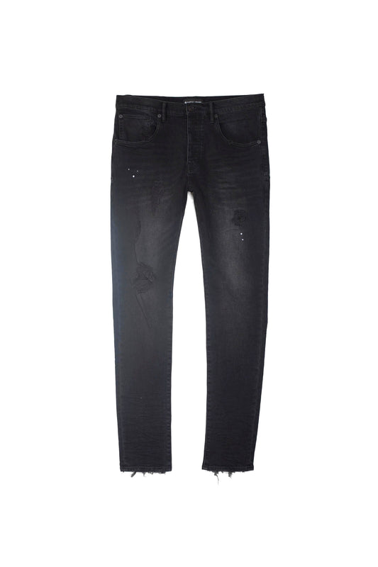 mens purple brand denim jean mid rise slim style no. p002 black repair front