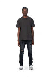mens purple brand denim jean mid rise slim style no. p002 black repair model front pose