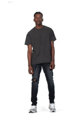 mens purple brand denim jean mid rise slim style no. p002 black repair model styled pose