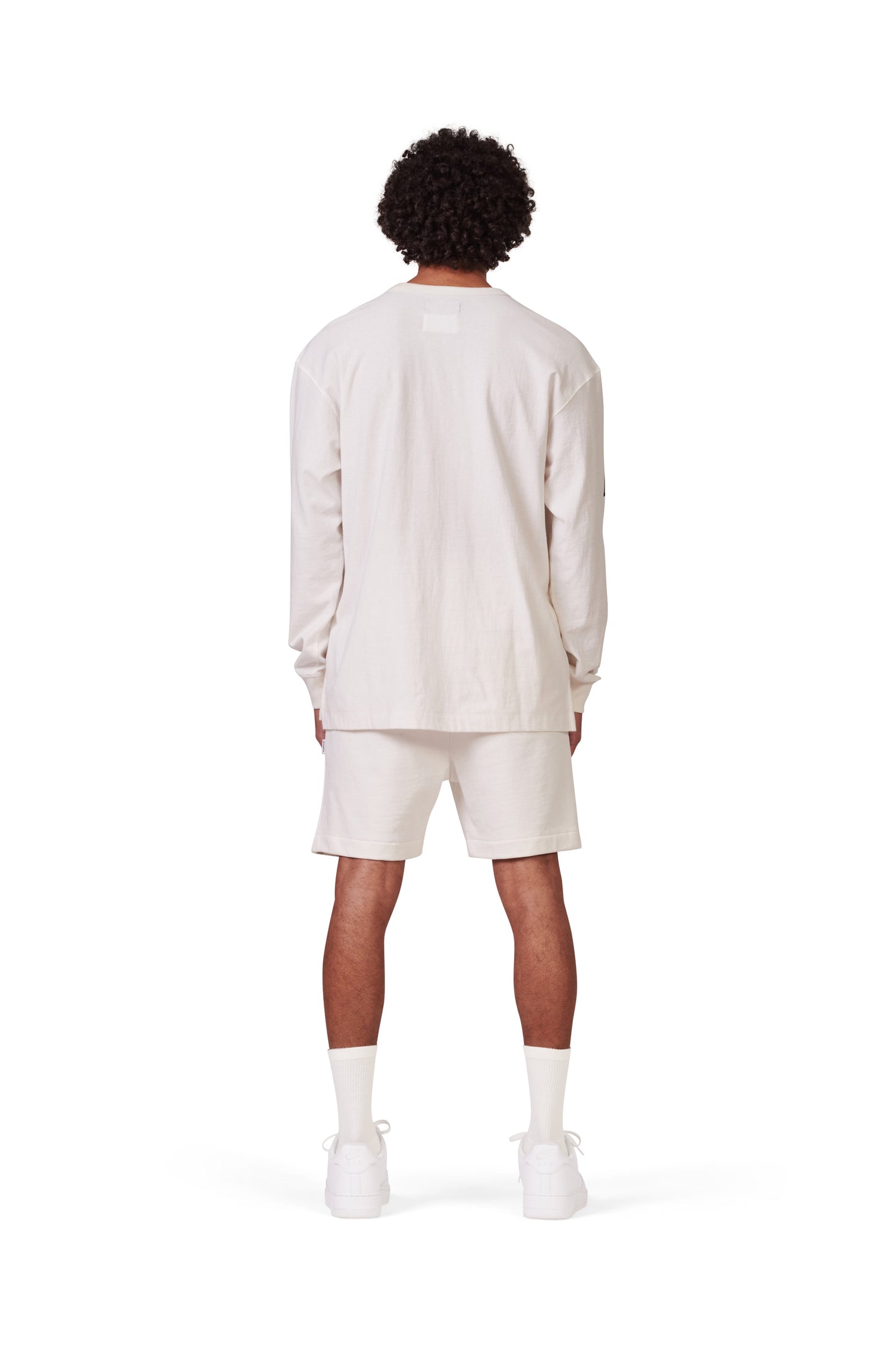 P413 RELAXED FIT SHORT - French Terry Wordmark Coconut Milk