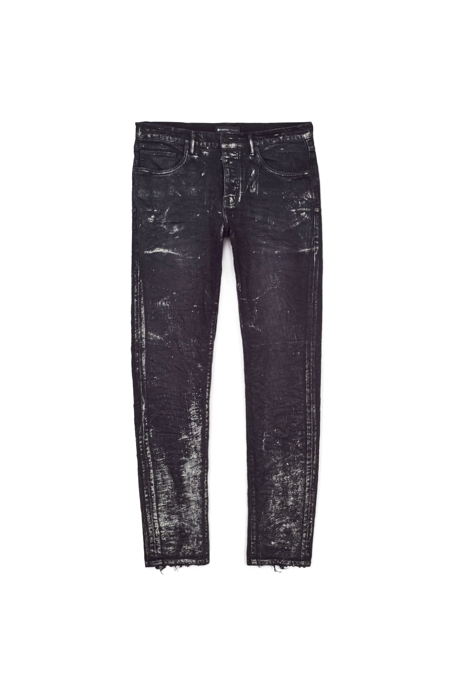 P001 LOW RISE SKINNY JEAN - Black Wash Silver Oil Coated