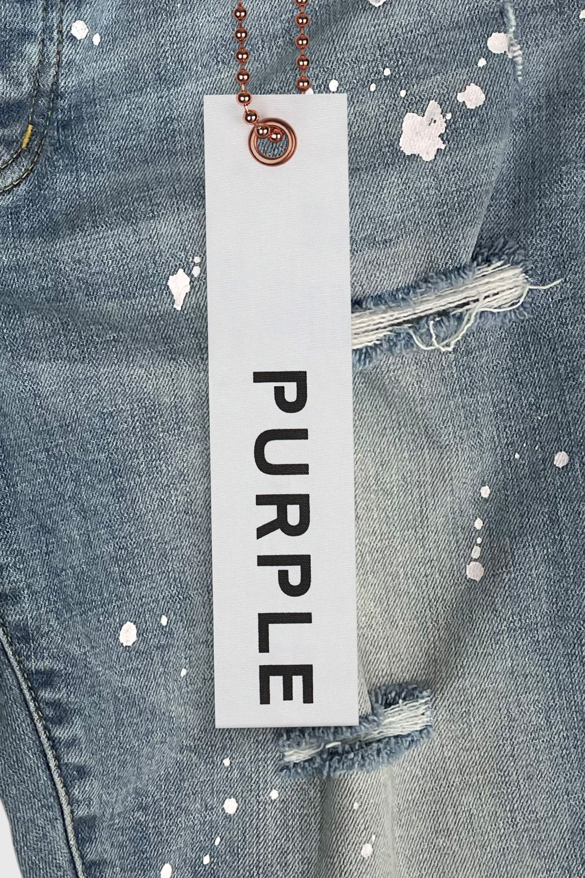 Purple Brand Outlined Monogram Skinny Jeans In Light Indigo